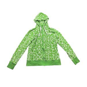 The North Face full zip hooded jacket women Small floral green White‎ Hoodie